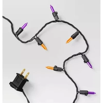 Nuevo 100ct LED Halloween Interior Exterior Miniatura Cadena Luces Naranja y Púrpura Foto 1 de 3