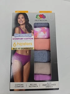 Paquete de 6 panty hipster de algodón elástico cómodo 360 Fruit Of The Loom para mujer talla 6/M - Imagen 1 de 3
