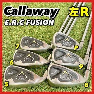 Callaway Iron Set [Lefty] E・R•C FUSION FLEX-R 6pcs 5, 6, 7, 8, 9, PW used - Picture 1 of 10