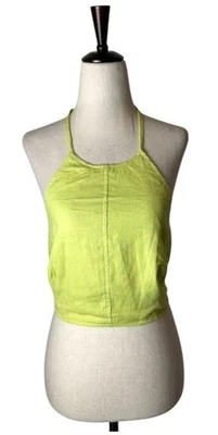 House of Harlow 1960 Top Mujer Pequeño Amarillo Lino Halter Cuello Recortado Top Retro Foto 1 de 4