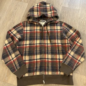 Authentic Bape Check Hoodie Red Medium -A Bathing Ape- - Picture 1 of 6