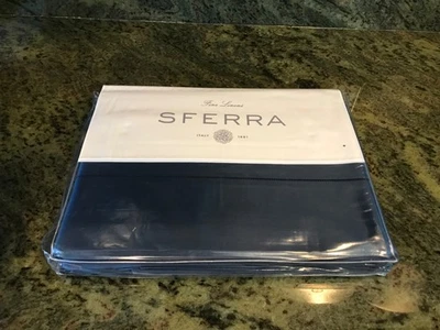 Sábana plana Sferra GIOTTO KING 114 X 114 algodón satén (AZUL MARINO) NUEVA EN PAQUETE Foto 1 de 4