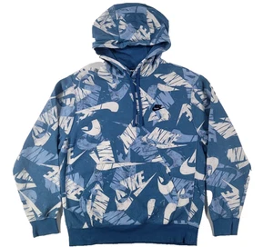 Nike Air Futura All Over Print AOP Blue White Hoodie Men's Size Medium Pullover - Picture 1 of 8