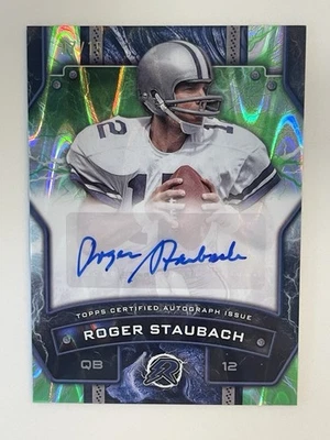 2024 Topps Resurgence - Roger Staubach Auto Green RayWave /15 - Dallas Cowboy - Image 1 of 2