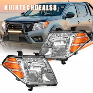 Headlight Assembly For Nissan For Frontier 2009-2019 Chrome Housing w/Amber Pair - Picture 1 of 14