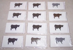 Quilted Fabric Cow Note Card made by Pennsylvania Amish Craftswoman - Picture 1 of 8