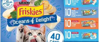 Purina Friskies Oceans of Delight Flaked and Prime Filets, 5.5 oz, Count of 40
