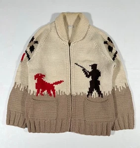 Chaqueta Suéter Tejido Cowichan Tostado/Marrón Edith Echols De Colección Se Ajusta a Hombres Talla Grande - Imagen 1 de 14
