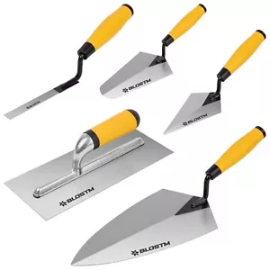 BLOSTM 5pc Builder Professional Trowel Set Bricklayer Brick Plastering Tools - Picture 1 of 8