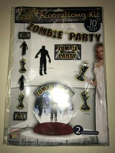 NEW NIP ZOMBIE PARTY 10 PIECES DECORATIONS HALLOWEEN BANNER WALL HANGING NICE @@ - Picture 1 of 2