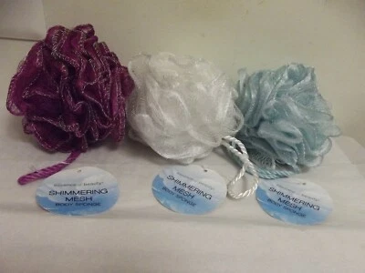ESSENCE OF BEAUTY BAÑO Y DUCHA MALLA BRILLANTE ESPONJA CORPORAL **Lote de 3 NUEVO CON ETIQUETAS Foto 1 de 4