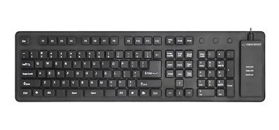 5901299958513 Esperanza EK140 Silicone USB QWERTY Keyboard Black Esperanza - Image 1 of 4