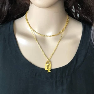 Gold Key and Lock Layered Necklace - Picture 1 of 2