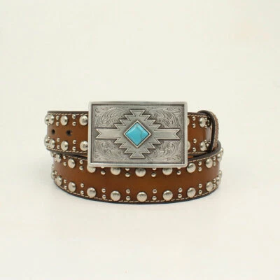  Cinturón Southwest AZTEC ~NOCONA~ Cuero Marrón Plateado Turquesa VAQUERA N34108 20 Foto 1 de 2
