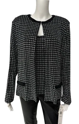 Blusa suéter Xscape para mujer manga larga negra y plateada con cuentas talla XL Foto 1 de 4