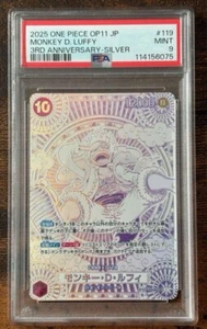 PSA 9 ONE PIECE Luffy OP05-119 SEC Fist of Divine Speed 3rd Anniversary Silver - Picture 1 of 5