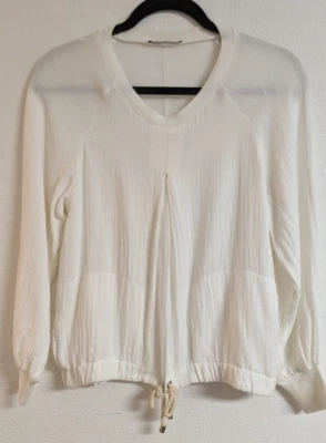 Mujer ZARA C/B Colección Algodón Gasa Gasa Gasa Espalda LS Corbata Cintura Top M Foto 1 de 4