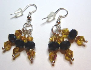 NFL PITTSBURGH PA STEELERS - PINGUINE, SCHWARZ & GOLD KRISTALL OHRRINGE TEAM SCHMUCK - Bild 1 von 4