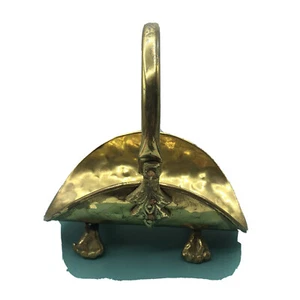 Vintage Brass Fireplace Log Firewood Holder with Claw Feet Miniature Fun - Picture 1 of 12