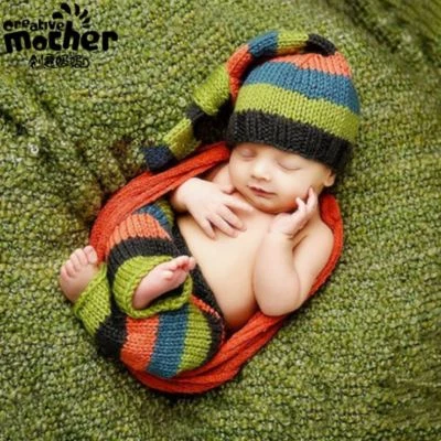 Baby Boy Newborn Knit Knot Hat and Pants Set Newborn Photo Props  - image 1 of 4