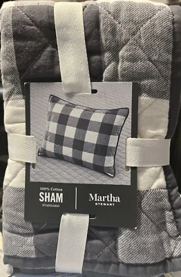 CAJA COLECCIÓN MARTHA STEWART A CUADROS ACOLCHADA ESTÁNDAR GRIS FARSA NUEVA CON ETIQUETAS PRECIO DE VENTA SUGERIDO POR EL FABRICANTE $60 Foto 1 de 4