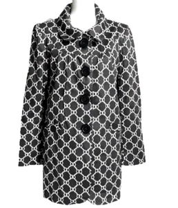 Abrigo Mujer S&D Talla M 97% Algodón Negro Blanco Geométrico Hecho en EE. UU. - Imagen 1 de 7