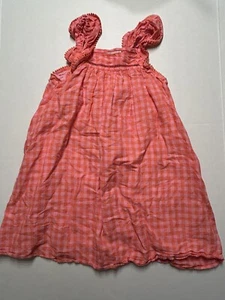 Crewcuts Girls' promenade dress in linen-cotton blend Pink Orange Plaid Sz 7 - Picture 1 of 7