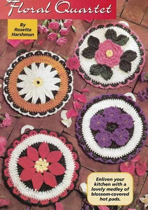 Blumenquartett Hot Pads/Topflappen Häkelanleitung Anleitung - Bild 1 von 1