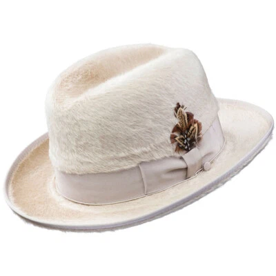Unisex British Imitation Rabbit Fur Retro Mink Velvet Decorative Top Jazz Hat - Image 1 of 4