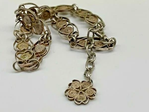 Vintage Sterling Silver 925 Filigree Clover Bracelet 7.74g - Picture 1 of 12