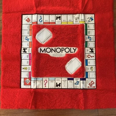 Vintage 1960s 1970s FAO Schwarz Monopoly Fur Rug and Vinyl Game Board 29x29" - Image 1 of 4