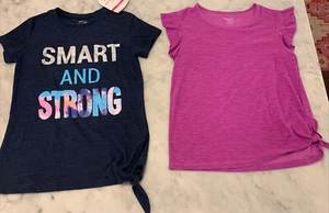 Lot Of 2 Girls Activewear Tees; Old Navy Ruffle Trim Purple, MM Navy; Lg (10/12) - Picture 1 of 12