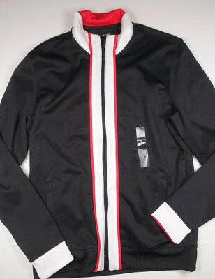 Chaqueta de entrenamiento ALFANI para hombre negra con ribete blanco y rojo pequeña S Foto 1 de 3