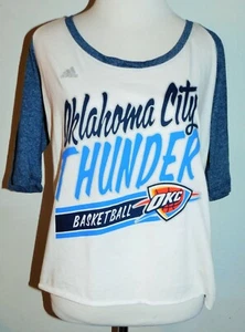 Camiseta mediana femenina Oklahoma City Thunder 1/2 manga, Adidas NBA 4her - Imagen 1 de 2