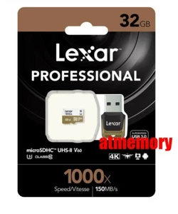 Lexar 32GB 32G 1000x Micro SD SDHC 150MB/s Class10 UHS-II U3 USB3.0 Reader GoPro - Picture 1 of 1