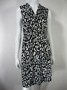 INC INTERNATIONAL CONCEPTS NWT SLEEVELESS DRESS M MEDIUM BLACK WHITE LEOPARD 084 - Picture 1 of 12