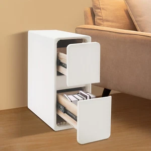 Modern Nightstand Bedside Table w/ 2 Drawers?Small Narrow Nightstand 20*39*47cm - Picture 1 of 19