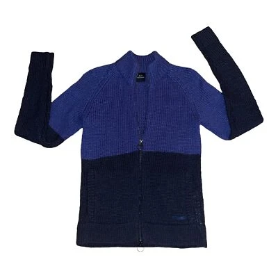 Cárdigan Armani Exchange para hombre con cremallera bloque de color en azul marino negro talla XS Foto 1 de 4