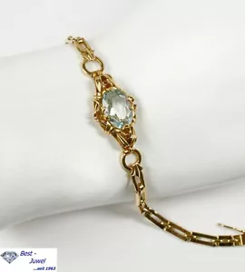Vintage Armband mit Aquamarin, Gold 585, 14 Karat, Gewicht 11,5 Gramm - Bild 1 von 2