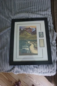 1992 AL/CAN (AK + KANADA) HIGHWAY USPS GEDENKMARKE MATTIERT + GERAHMT - Bild 1 von 5