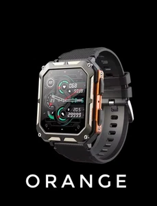 Military Smart Watch Rugged Bluetooth Call Health Tracker Sports IP68 Orange  - Picture 1 of 14