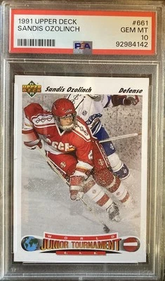 Sandis Ozolinch 1991 Upper Deck #661 Rookie Card PSA 10 Pop 28 Sharks Avalanche - Image 1 of 2