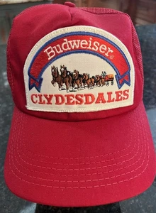 VTG Budweiser Beer Clydesdale Patch Mesh Snapback Trucker Hat USA - Picture 1 of 7