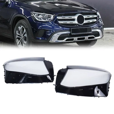 Cubierta de lente de faro delantero para Mercedes Benz Clase GLC 2016-19 W253 GLC300 L+R Foto 1 de 4