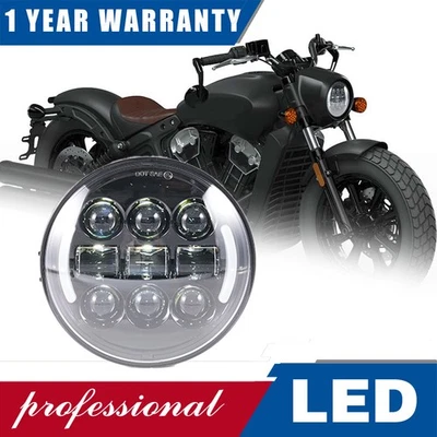 Faro LED 5,75" Halo Luz DRL de haz alto/bajo para Indian Scout Bobber 2017-2021 Foto 1 de 4