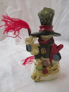 Vintage resin Christmas Ornament Snowman with Dog #37 - Picture 1 of 5