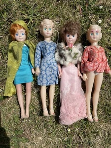1950s 1960s Plastic "14" Teen Dolls x 4 Made In Hong Kong Rare - Picture 1 of 9