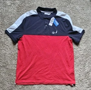 Nautica Red, White & Blue Colorblock Polo Shirt Men's Size XXL NWT - Picture 1 of 5
