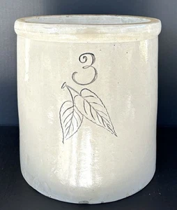 Antique Red Wing Pottery Stoneware Crock 3 Gallon Black Birch Leaf c1896 - Picture 1 of 24