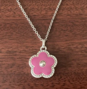 Brighton Silver Plated  DAZZLING LOVE Fuchsia Enamel Crystal Flower Necklace $68 - Picture 1 of 3